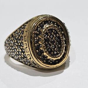 Mens Stainless steel black stones ring